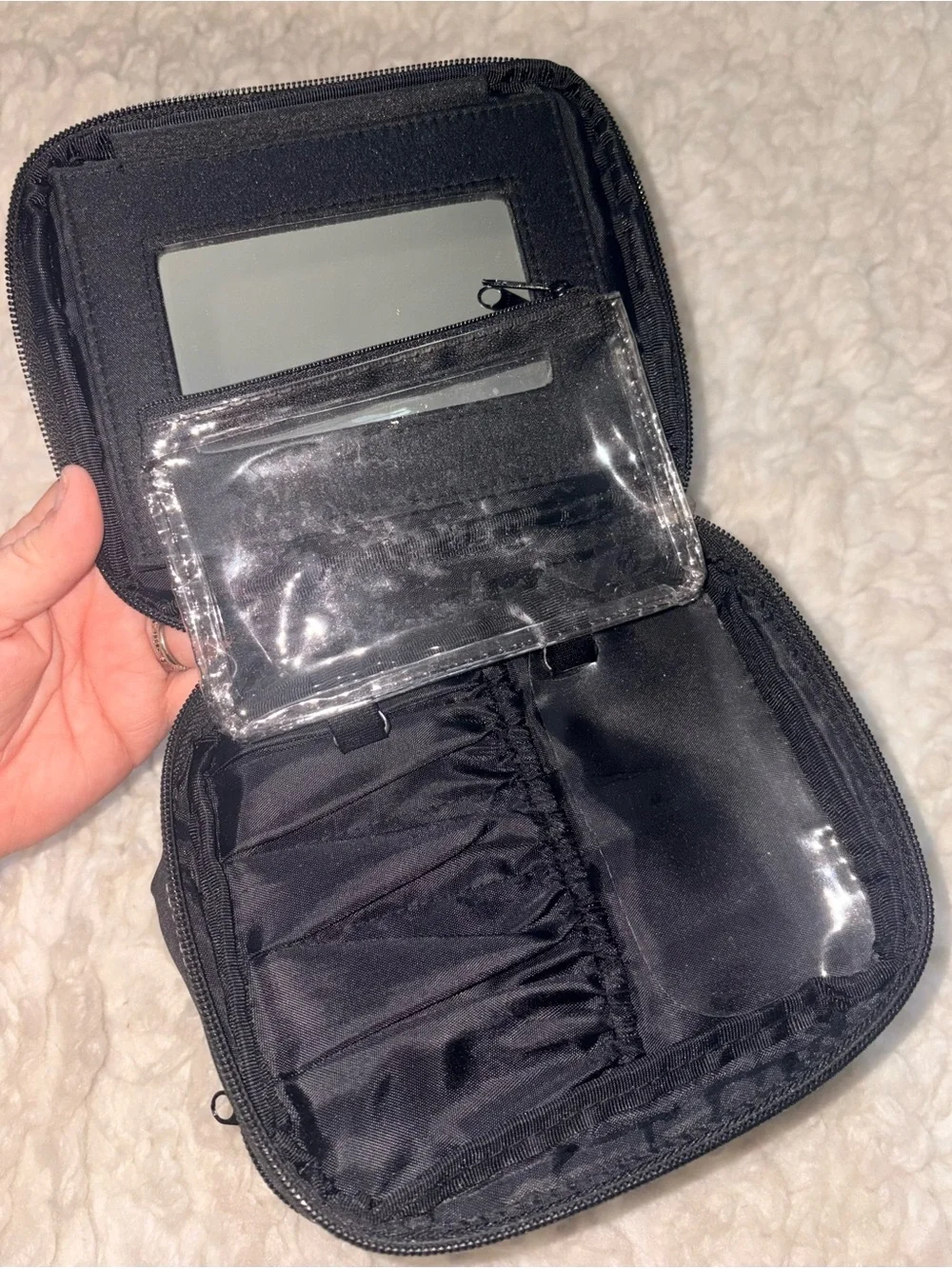 Studio Basics Black Nylon Makeup Organizer Travel Train Case